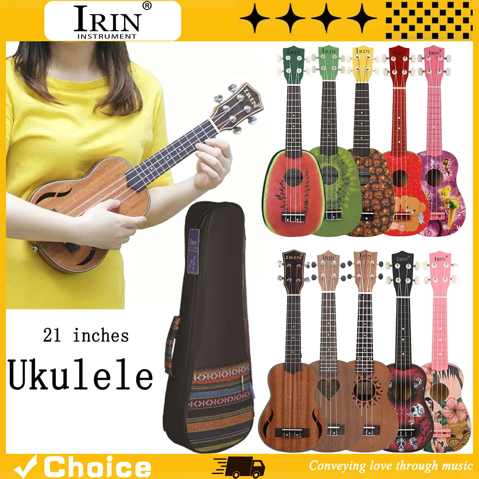 Musical Instrument Hawaiian - 21 Inch Ukulele Hawaiian Guitar Soprano