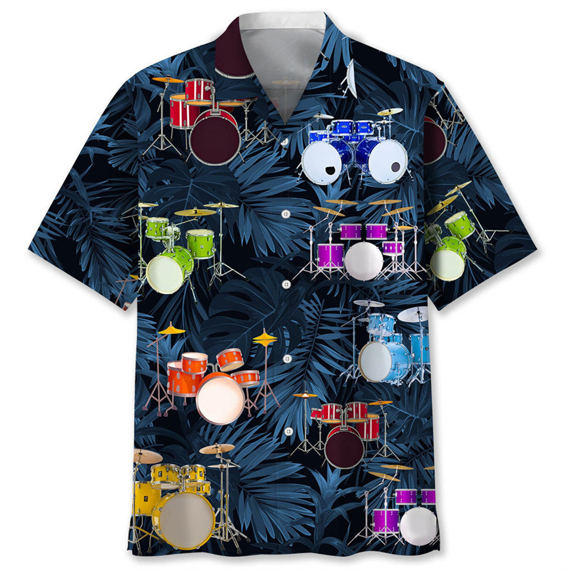 Musical Instrument Hawaiian - Vintage Drums 3d Printed Hawaiian Shirt