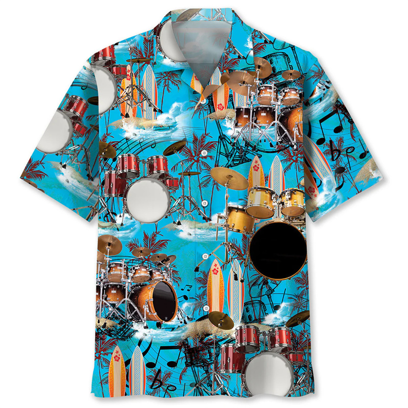 Drum Pattern Hawaiian Shirt Me - đánh giá và giá Musical Instrument Hawaiian