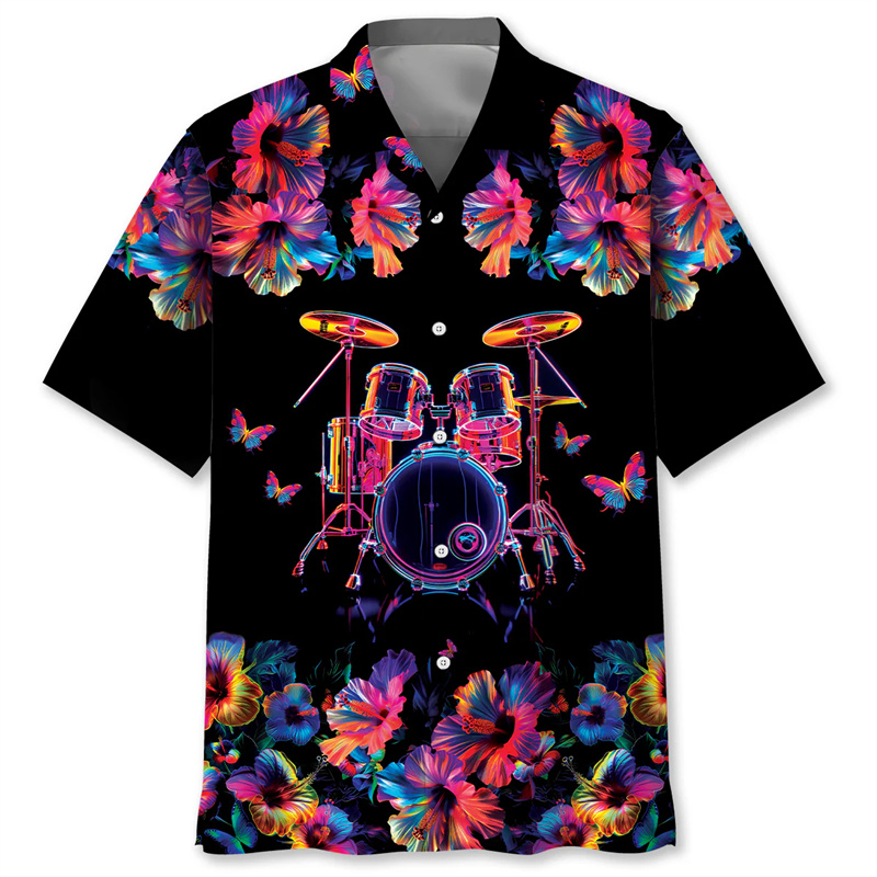 Drum Pattern Hawaiian Shirt Me - đánh giá và giá Musical Instrument Hawaiian